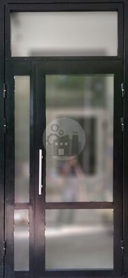 Дверь двустворчатая с верхней вставкой (порошковый окрас и стеклопакет)-ДВ-1860