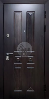 Элитная дверь, отделка темным МДФ, с тремя петлями-ДВ-550